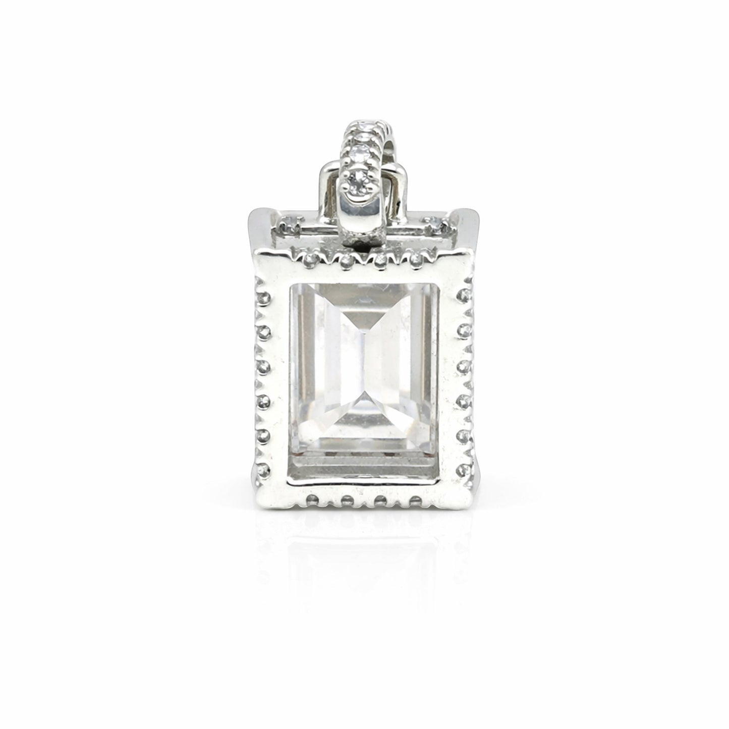 GEMHUB 4.50 Ct emerald cut lab-grown diamond pendant in 18k gold vermeil with VS1 clarity.