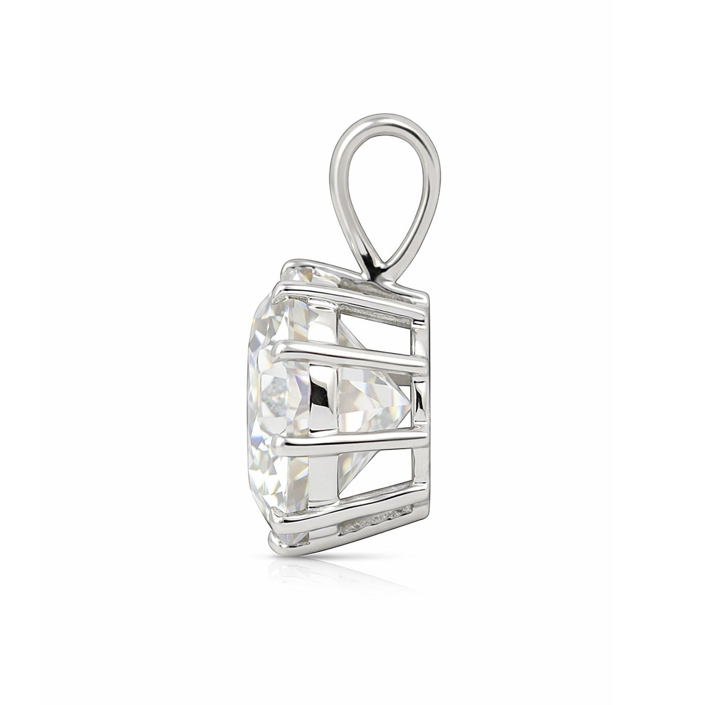 GEMHUB 4.00 Ct round cut lab grown diamond pendant in 18k gold vermeil, VS1 clarity, white.