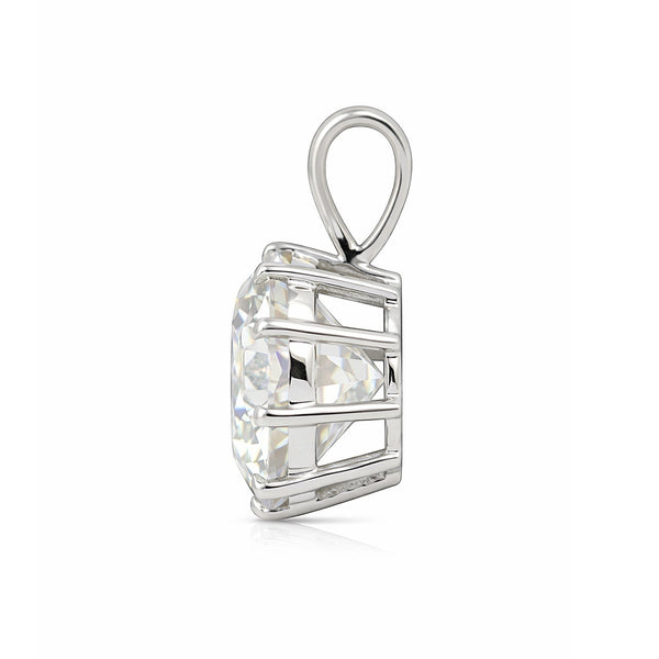 GEMHUB 4.00 Ct round cut lab grown diamond pendant in 18k gold vermeil, VS1 clarity, white.