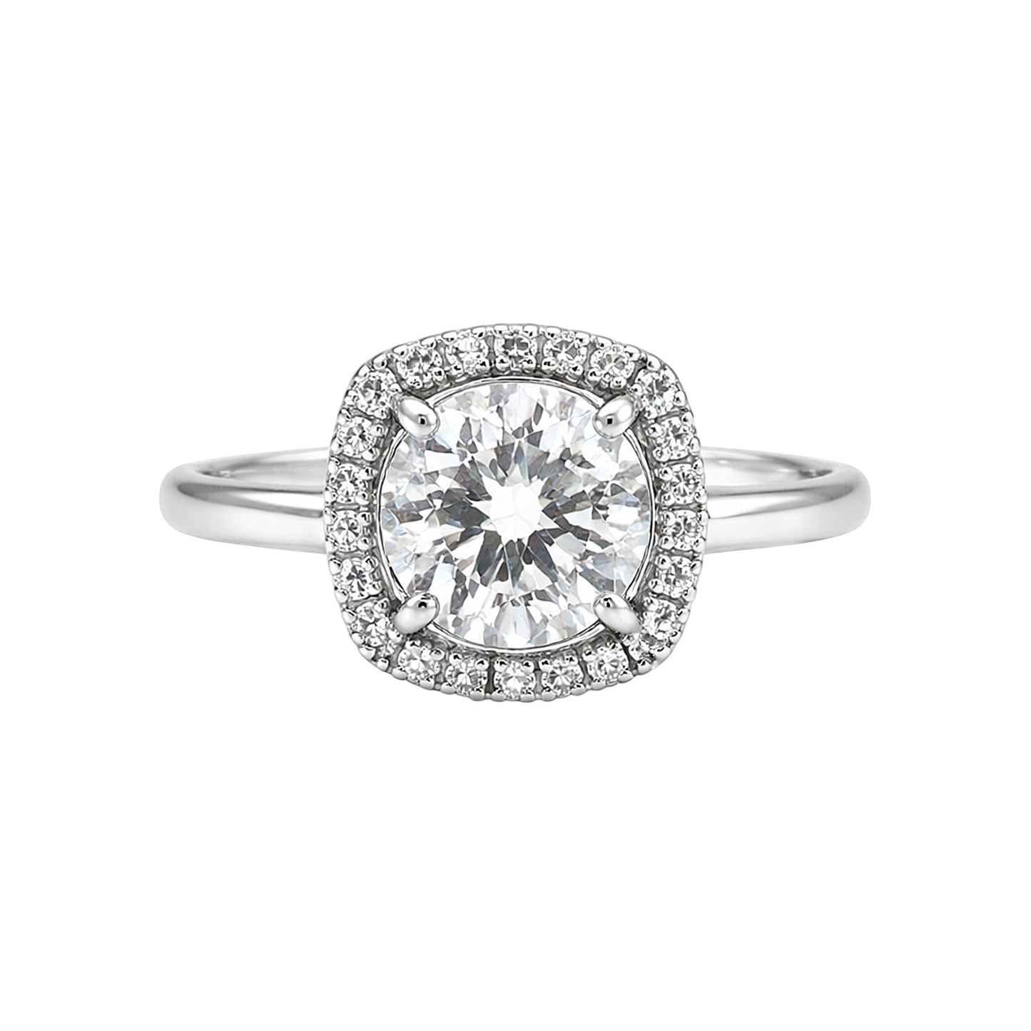 GEMHUB 4.00 Ct round cut lab grown diamond ring with halo setting in 18k gold vermeil.