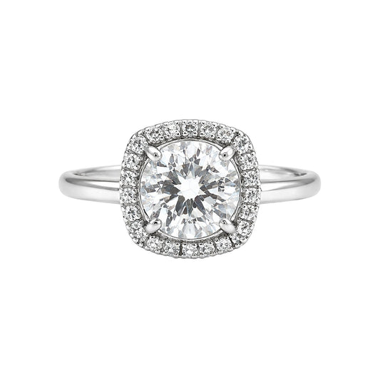 GEMHUB 4.00 Ct round cut lab grown diamond ring with halo setting in 18k gold vermeil.