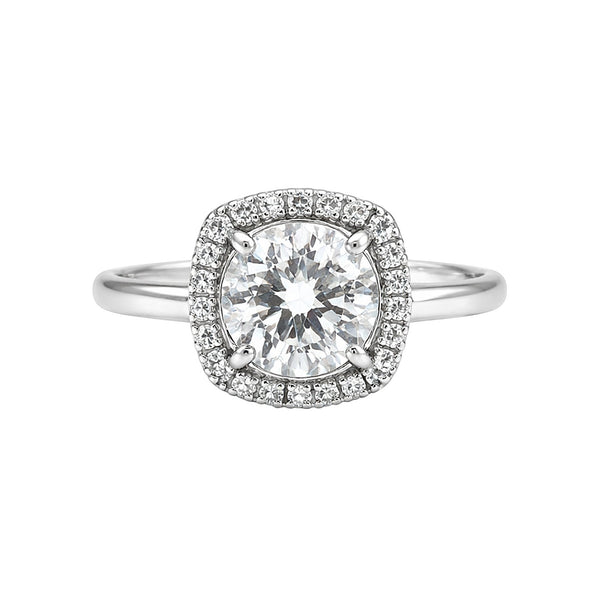 GEMHUB 4.00 Ct round cut lab grown diamond ring with halo, 18k gold vermeil.
