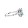 GEMHUB 5.00 Ct cushion cut blue lab grown diamond ring with halo setting, 18k gold vermeil band.