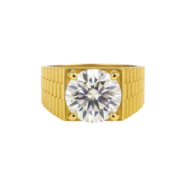 GEMHUB 5.00 Ct round cut lab grown diamond ring in 18k gold vermeil with VS1 clarity.