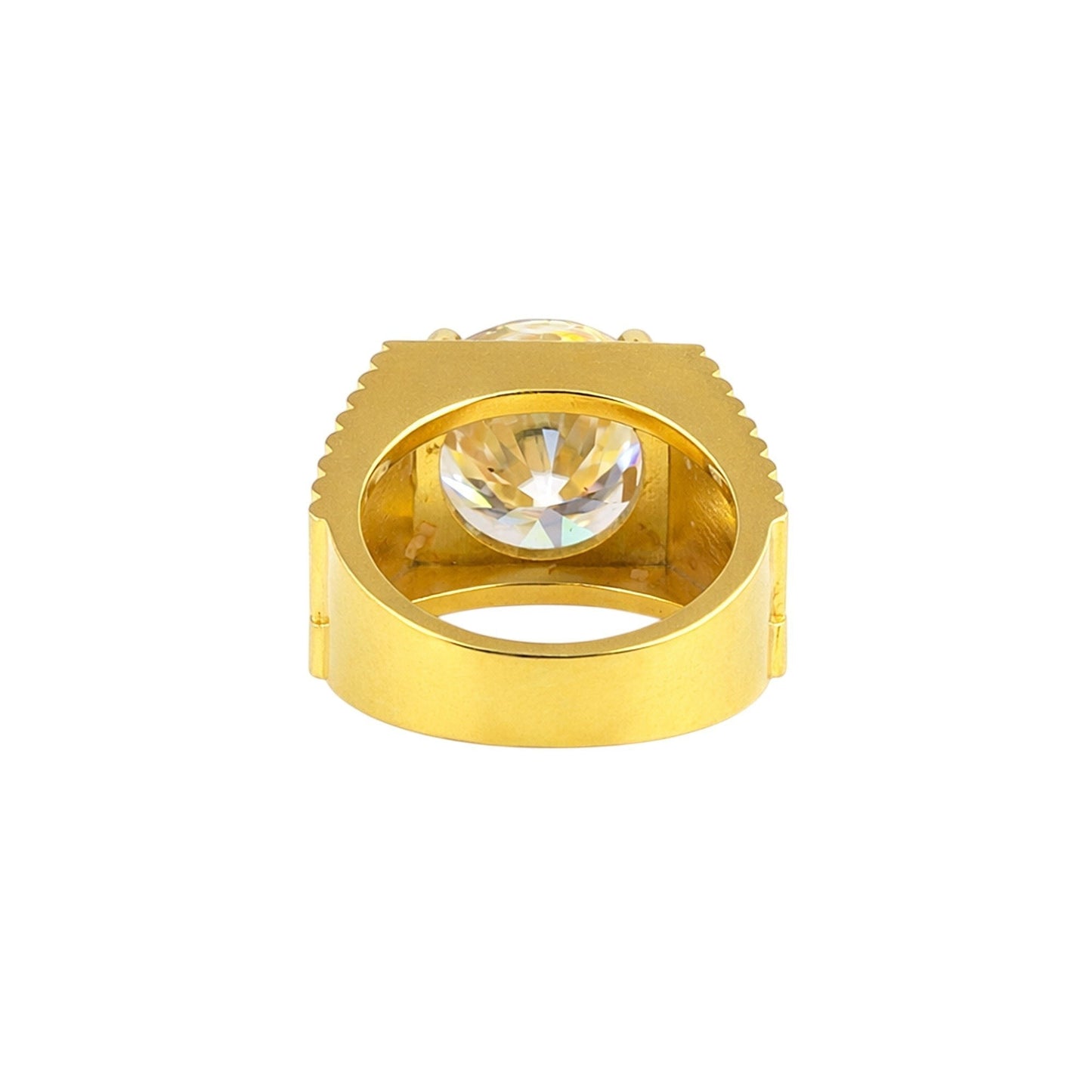 GEMHUB 5.00 Ct round cut lab grown diamond ring in 18k gold vermeil with VS1 clarity.