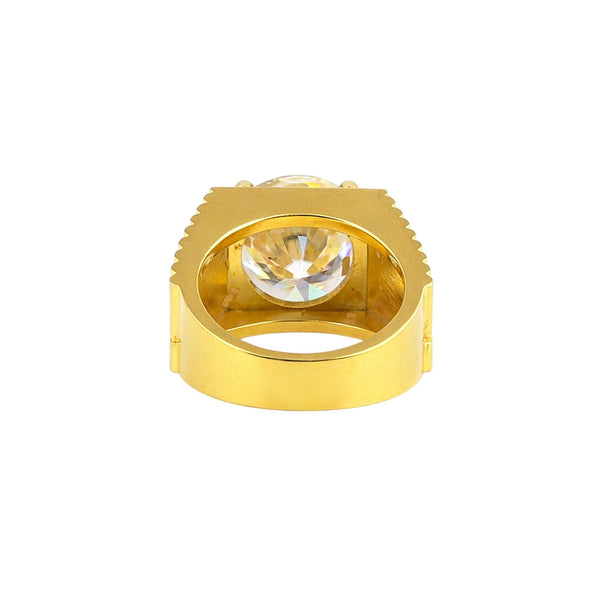 GEMHUB 5.00 Ct round cut lab grown diamond ring in 18k gold vermeil with VS1 clarity.