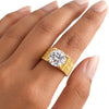 GEMHUB 5.00 Ct round cut lab grown diamond ring in 18k gold vermeil with VS1 clarity.