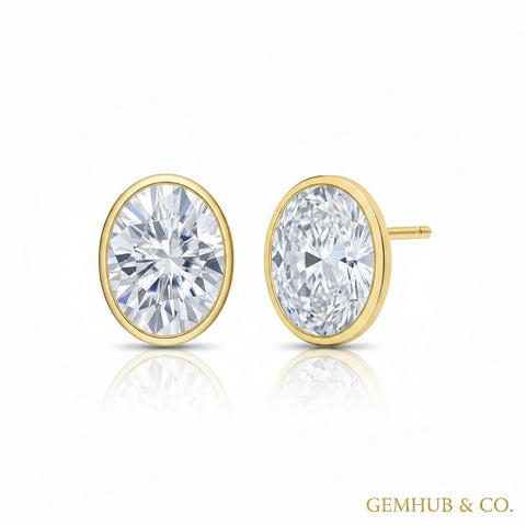 7 carat round cut white moissanite solitaire stud earrings in 18k gold vermeil