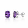 GEMHUB 10 Ct natural purple amethyst oval cut drop earrings in 925 sterling silver.