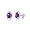 GEMHUB 10 carat oval amethyst and diamond halo stud earrings in 925 sterling silver.
