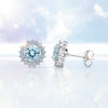 GEMHUB 10 Ct aqua sky aquamarine round cut halo stud earrings in 925 sterling silver.
