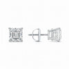 GEMHUB Asscher cut lab-created diamond stud earrings in 14K white gold with screw backs, 3 ctw.
