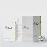 GEMHUB Asscher cut lab-grown diamond with IGI certification documents. 2 ct diamond, F/VS clarity, platinum.