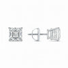 GEMHUB Asscher cut lab-created diamond stud earrings in 950 platinum with screw backs, 3 ctw, F/VS clarity.