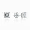 GEMHUB 3 Ct Asscher cut lab-created diamond stud earrings in 950 platinum with screw backs.
