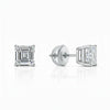 GEMHUB Asscher cut lab-grown diamond stud earrings in 950 platinum with screw backs, 1 ct total weight.