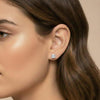 GEMHUB Asscher cut lab-grown diamond stud earrings in 950 platinum with screw backs.