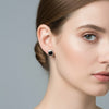 GEMHUB 5 pairs of black agate stud earrings with 925 sterling silver settings.