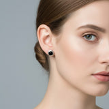 GEMHUB 5 pairs of black agate stud earrings with 925 sterling silver settings.