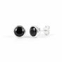 10 Ct Natural Black Agate Round Cut Earrings — 925 Sterling Silver