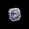 GEMHUB 3 Ct round cut blue lab-grown diamond pendant with VS1 clarity, set in 18k gold vermeil with a halo of small white diamonds.