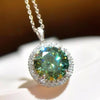 GEMHUB 8 Ct round cut blue lab grown diamond pendant with halo setting in 18k gold vermeil.