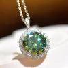 GEMHUB 8 Ct round cut blue lab grown diamond pendant with halo setting in 18k gold vermeil.
