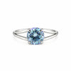 GEMHUB 2.50 Ct round cut blue lab-grown diamond ring with VS1 clarity, set in 18k gold vermeil.