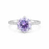 GEMHUB 2.00 Ct round cut blue lab grown diamond ring with VS1 clarity set in 18k gold vermeil with pavé band.
