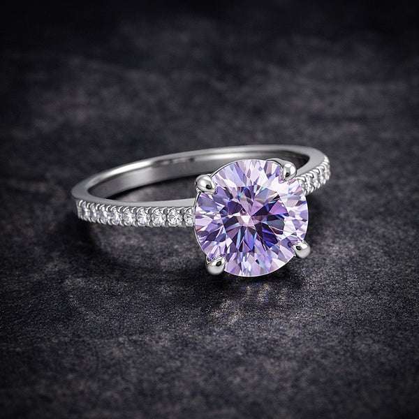 GEMHUB 2.00 Ct round cut blue lab grown diamond ring with VS1 clarity set in 18k gold vermeil.