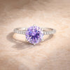 GEMHUB 2.00 Ct round cut blue lab grown diamond ring with VS1 clarity set in 18k gold vermeil with pavé band.