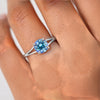 GEMHUB 2.50 Ct round cut blue lab-grown diamond ring with VS1 clarity set in 18k gold vermeil.