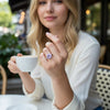 GEMHUB 2.00 Ct round cut blue lab grown diamond ring with VS1 clarity set in 18k gold vermeil.