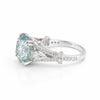 GEMHUB 5 Ct round cut blue lab grown diamond ring with VS1 clarity, set in 18k gold vermeil with accent stones.