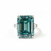 GEMHUB 5.85 Ct emerald cut blue moissanite ring with 18K gold plated vermeil over 925 sterling silver.