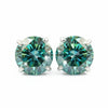 GEMHUB 7 Ct round cut blue moissanite stud earrings in 18K gold vermeil over 925 sterling silver.