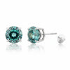 GEMHUB 7 Ct blue moissanite stud earrings in 18K gold vermeil over 925 sterling silver, round cut.
