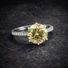 GEMHUB 3.45 Ct round cut champagne lab grown diamond ring with VS1 clarity, set in 18k gold vermeil with pavé diamond band.