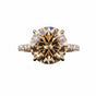Certified 10.50 ct DEW Round Cut Champagne Moissanite Ring Gold Vermeil Jewellery