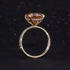 GEMHUB 10.50 Ct round cut champagne moissanite ring with pave diamond band in gold vermeil.