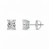 GEMHUB 14K white gold earrings featuring 3 Ct radiant cut lab-grown diamonds with screw backs. IGI certified.