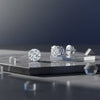 GEMHUB 1 Ct round lab-created diamond stud earrings in 14K white gold with screw backs. IGI certified.