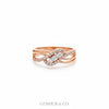 0.45 carat criss-cross diamond ring in 18k yellow gold, IGI certified