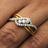 Criss-cross diamond ring on velvet display, GEMHUB presentation