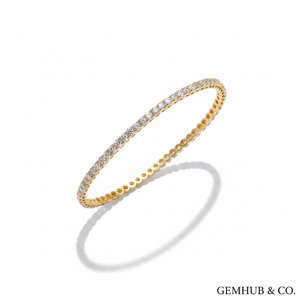 3.80 carat natural diamond tennis bracelet in 14k yellow gold, GH/SI clarity