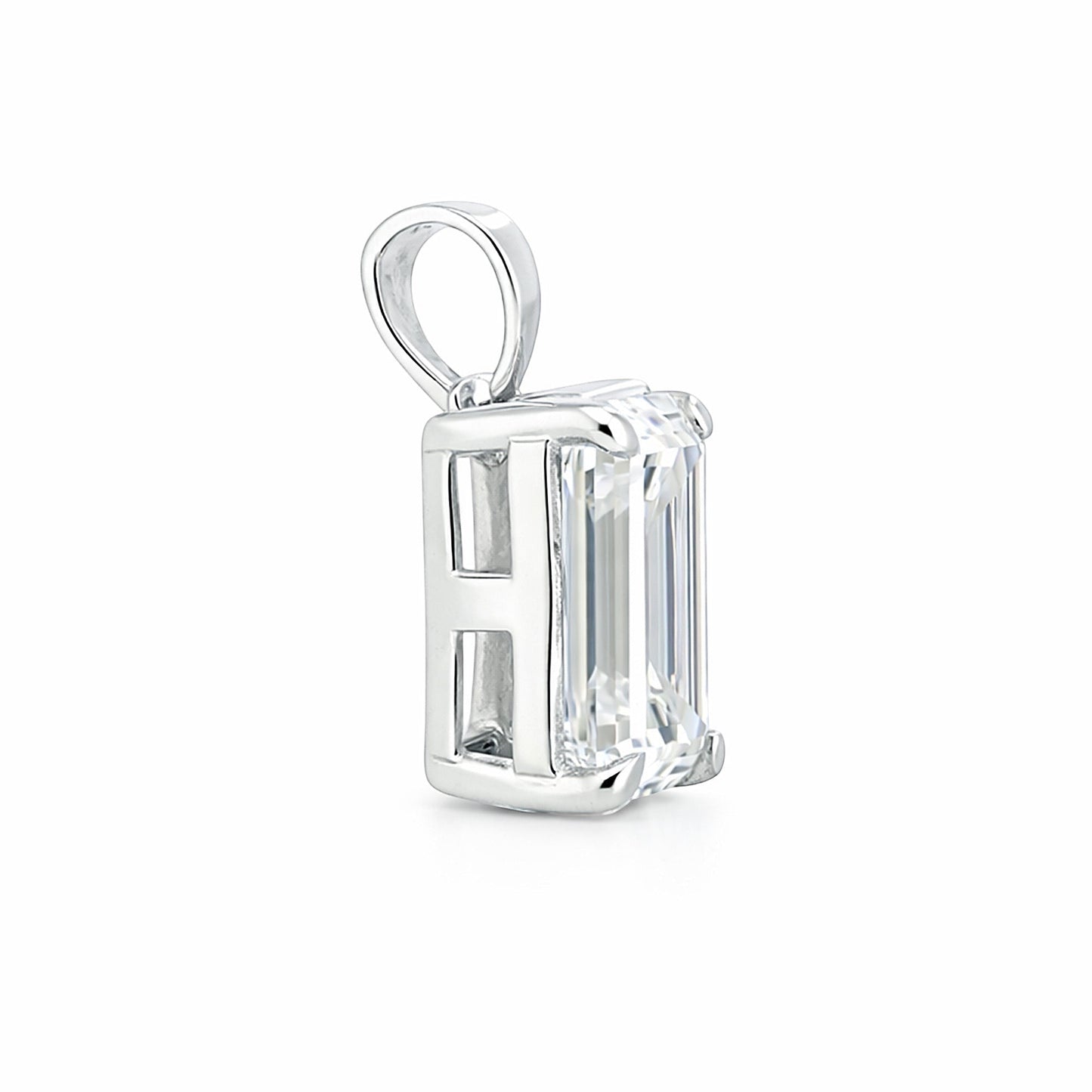 GEMHUB 3.30 Ct emerald cut lab grown diamond pendant in 18k gold vermeil, VS1 clarity.
