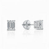 GEMHUB Emerald cut 1 Ct F/VS lab-created diamond stud earrings in 950 platinum with screw backs.