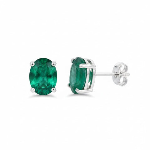 GEMHUB 10 Ct oval emerald cut drop earrings in 925 sterling silver with a secure screw back closure.
