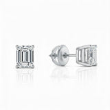 GEMHUB 3 Ct Emerald Lab Created Diamond Stud Earrings in 950 Platinum with screw backs. IGI certified.