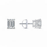 GEMHUB 3 Ct Emerald Lab Created Diamond Earrings in 950 Platinum with screw backs. IGI certified.